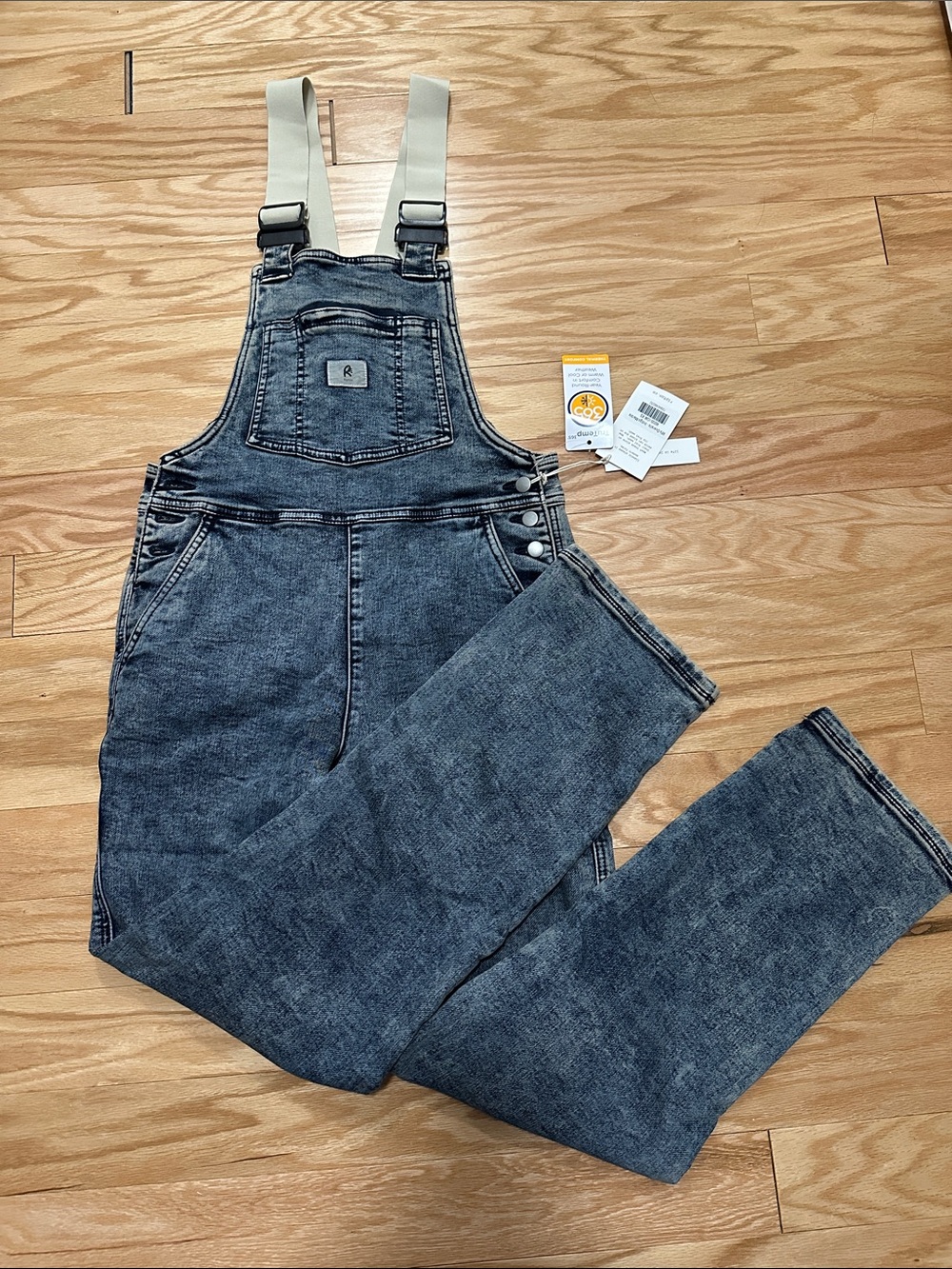 Womens Washed Black Denim Overalls with Adjustable Straps